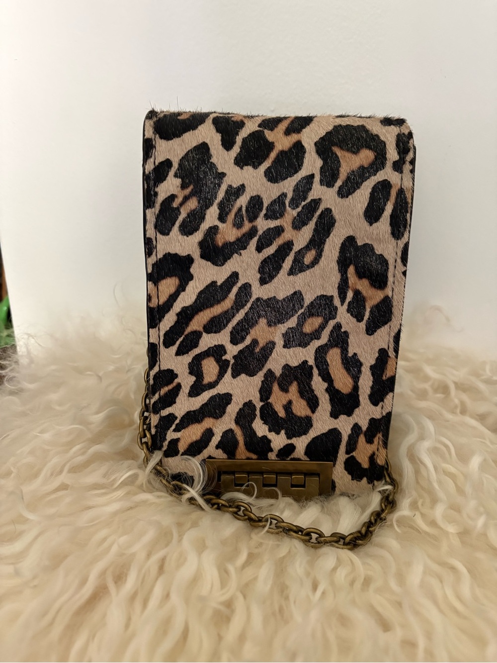 Zac Posen Collection Leopard Print Chain Crossbody Bag - Brown/Black/Tan